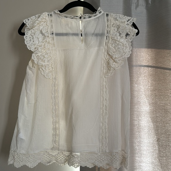 MaEve by Anthropologie sleeveless lace top. 70% viscose 30% cotton. Cream - Picture 5 of 6